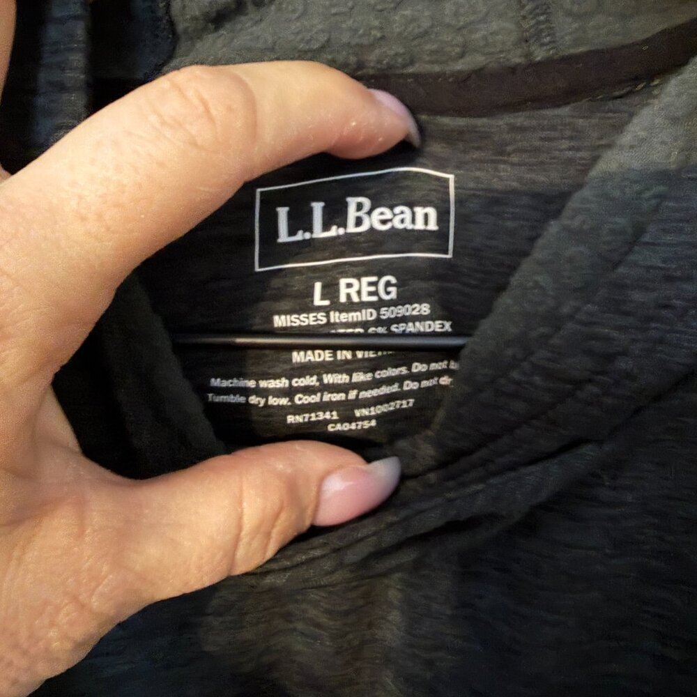 Womens LL Bean Slightly Fitted Light Weight Hoodie Dark Gray White Large Regular - Picture 2 of 4